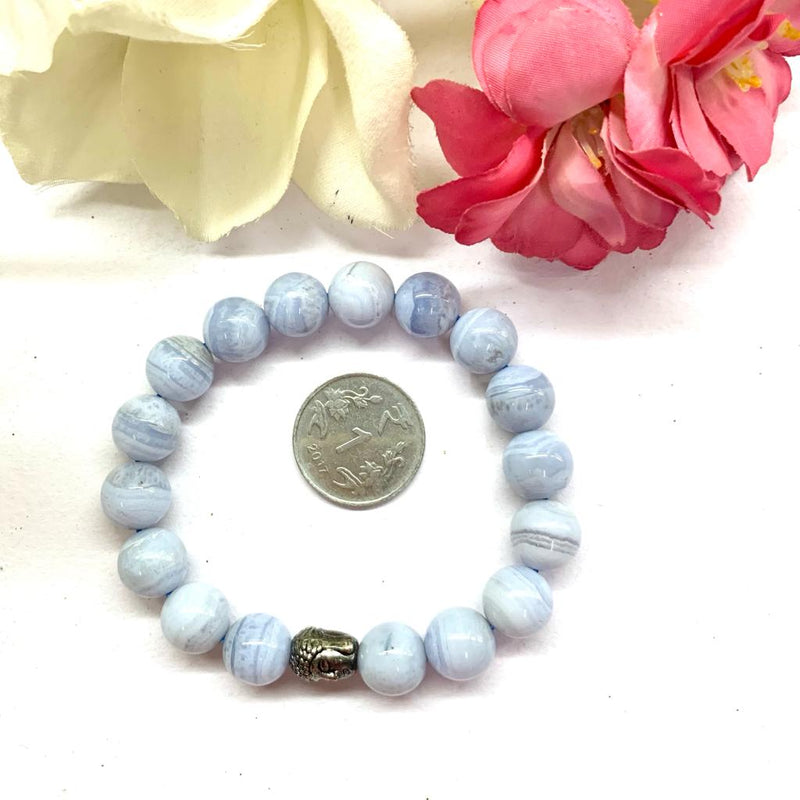 Blue Lace Agate Gemstone Bracelet | PlayHardLookDope